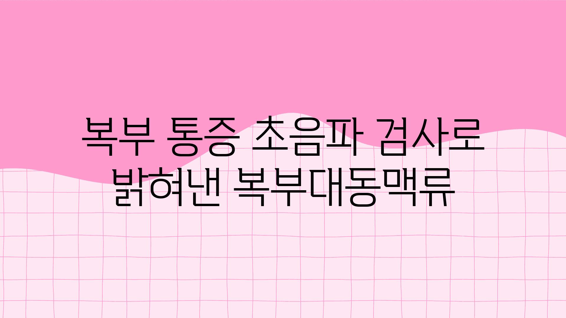 복부 통증 초음파 검사로 밝혀낸 복부대동맥류