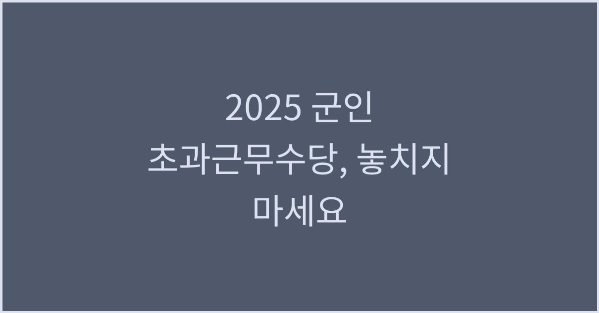 2025 군인 초과근무수당