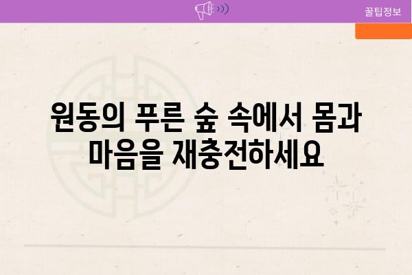 원동의 푸른 숲 속에서 몸과 마음을 재충전하세요