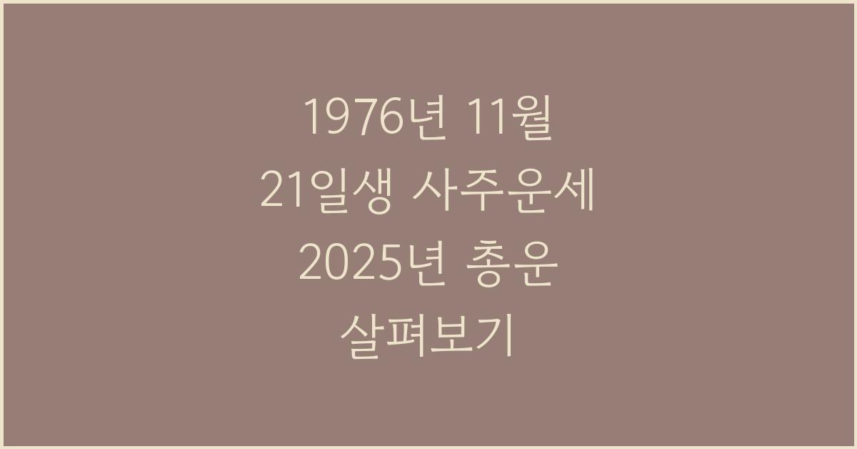 1976년 11월 21일생 사주운세  2025년 총운