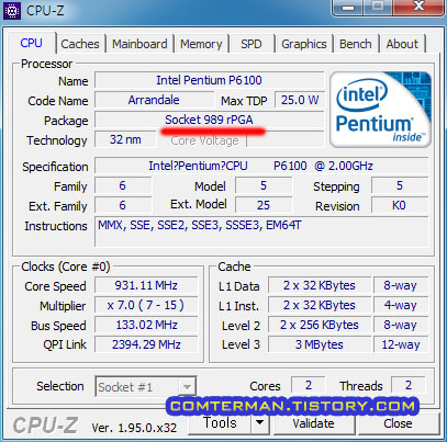 펜티엄 P6100 CPU-Z