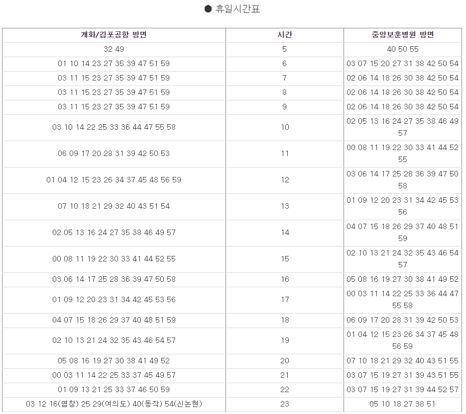 수도권 9호선 종합운동장역 시간표