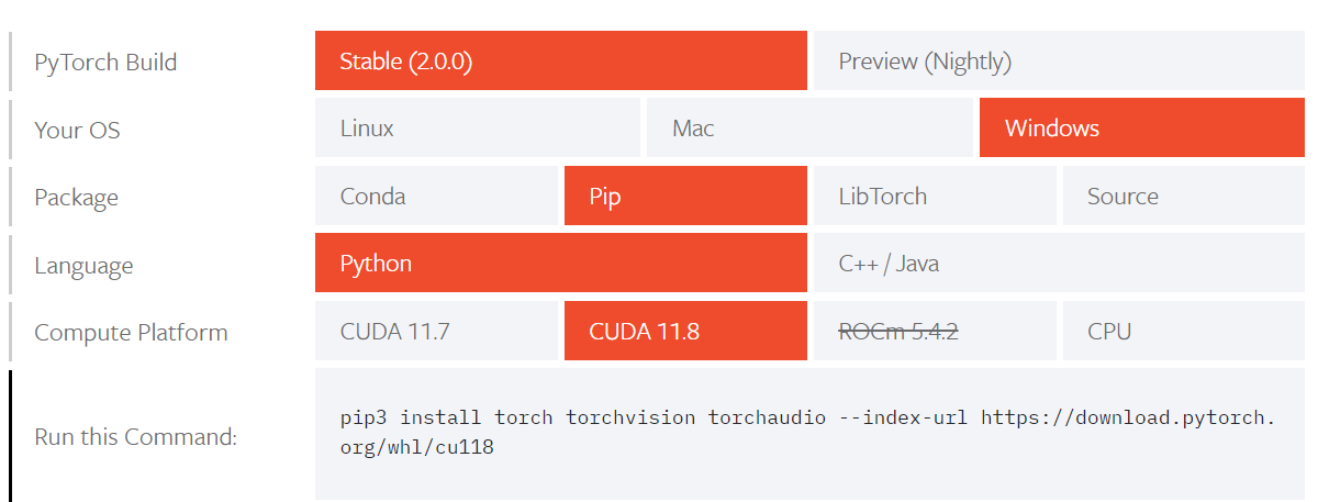 OS/CUDA 버전별 pytorch 설치 안내 페이지