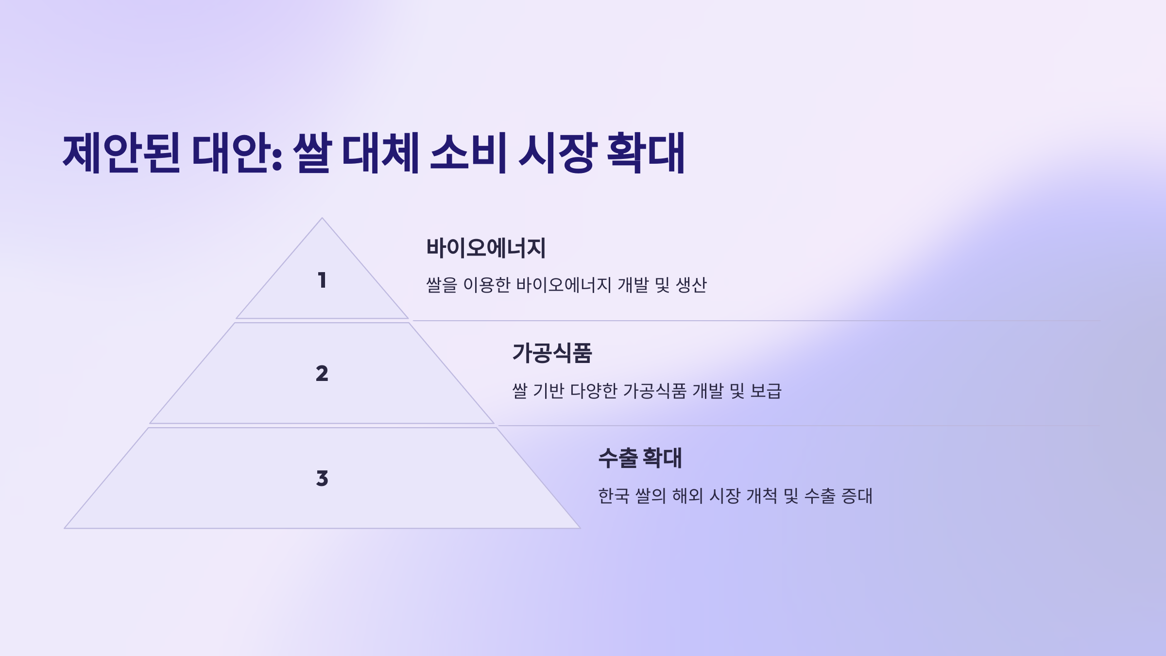 제안된 대안: 쌀 대체 소비 시장 확대