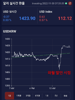 11월 3일 환율 변동 그래프