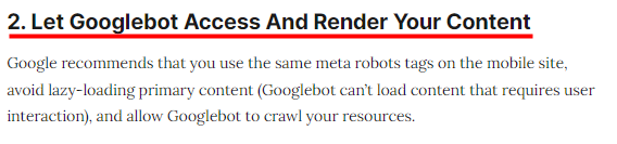 2. 구글봇이 콘텐츠에 엑세스하고 렌더링하도록 허용 이미지