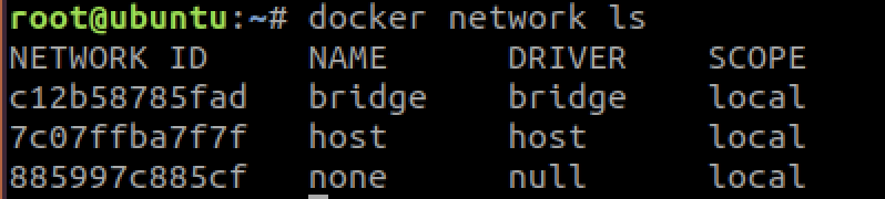 docker network ls