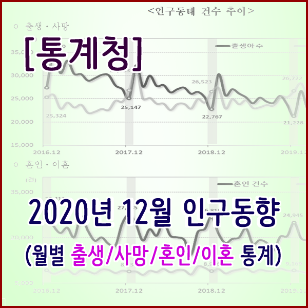  [통계청] 2020년 12월 인구동향(출생,사망,혼인,이혼)
