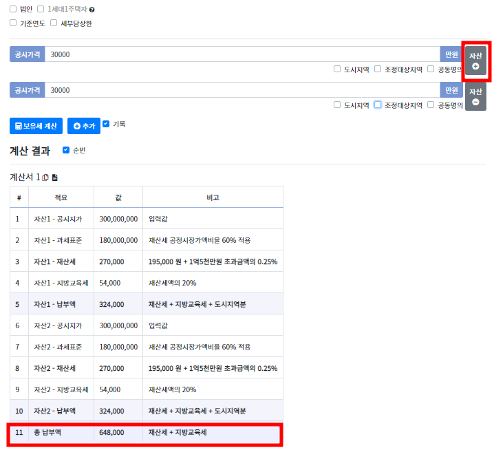 토지 종합부동산세 계산기 즐겨찾기 사이트 추천, 부동산계산기(재산세, 7
