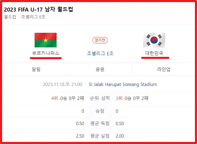 한국 vs 부르키나파소 축구 중계