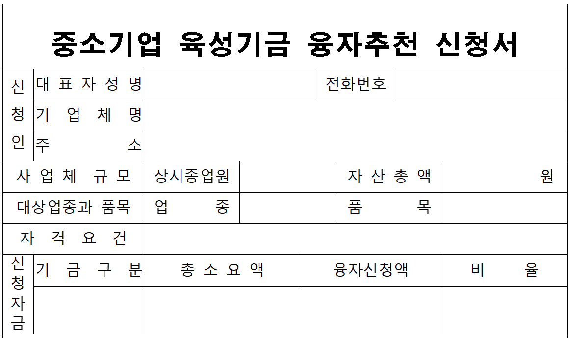 중소기업육성기금 융자