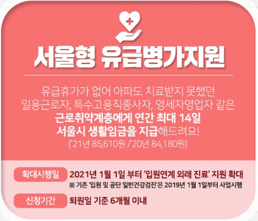  서울형 유급병가지원 대상 신청방법