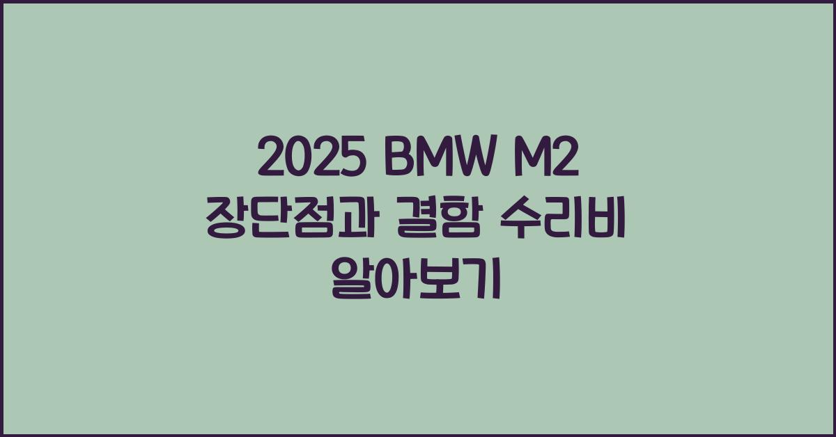 2025 BMW M2 장단점 결함 수리비