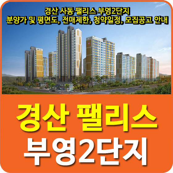  경산 사동 팰리스 부영2단지 분양가 및 평면도, 전매제한, 청약일정, 모집공고 안내