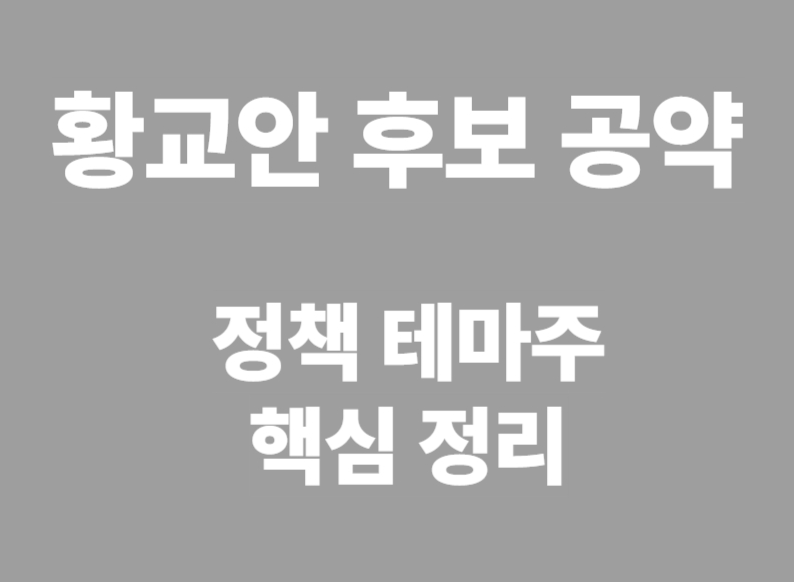 황교안 후보 공약 정책 테마주