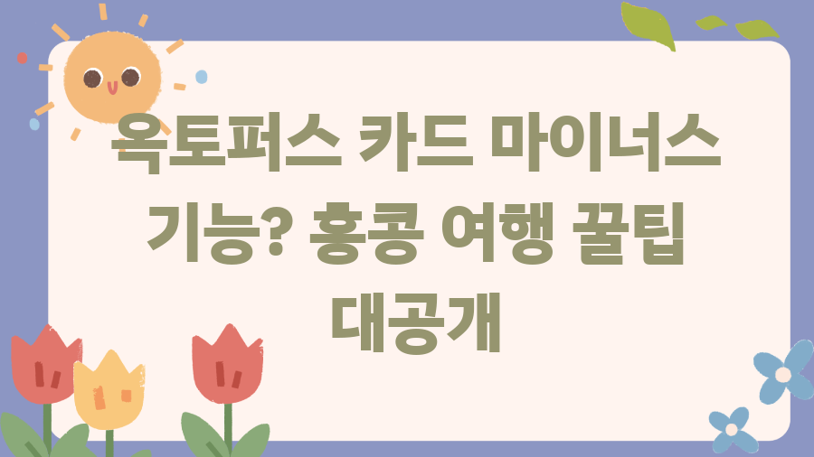 옥토퍼스 카드 마이너스 기능? 홍콩 여행 꿀팁 대공개 옥토퍼스 카드 마이너스 기능? 홍콩 여행 꿀팁 대공개