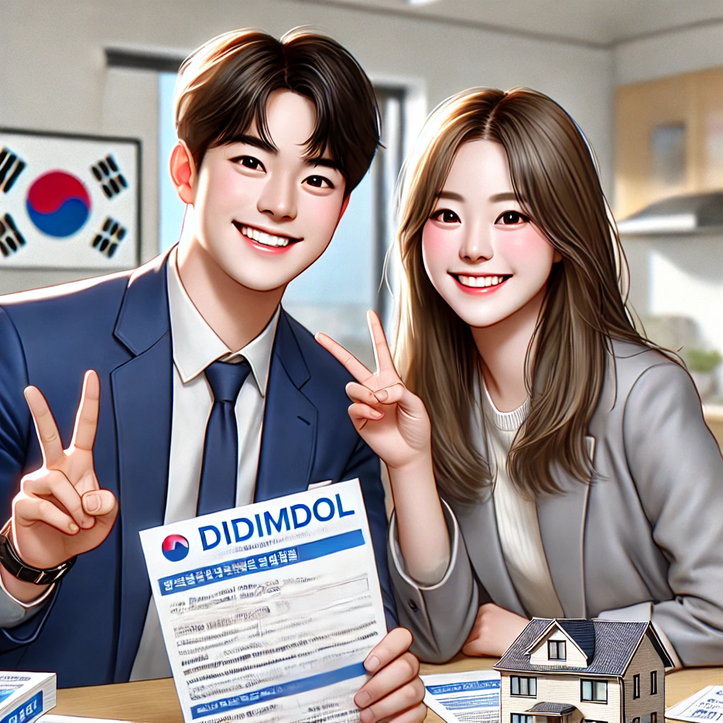 디딤돌 대출 승인 후 기뻐하는 부부