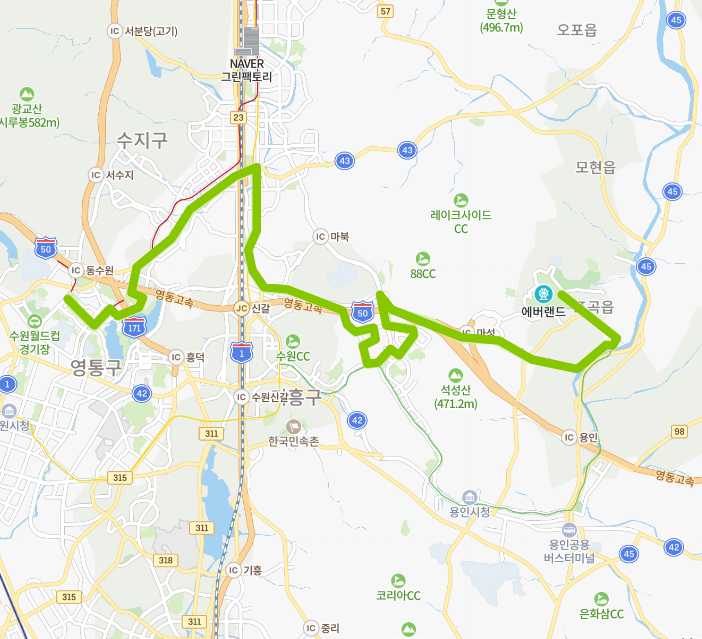  [용인] 670번 버스 노선, 시간표 :  에버랜드, 동백고, 구성, 모정역, 죽전역, 상현역, 성복역