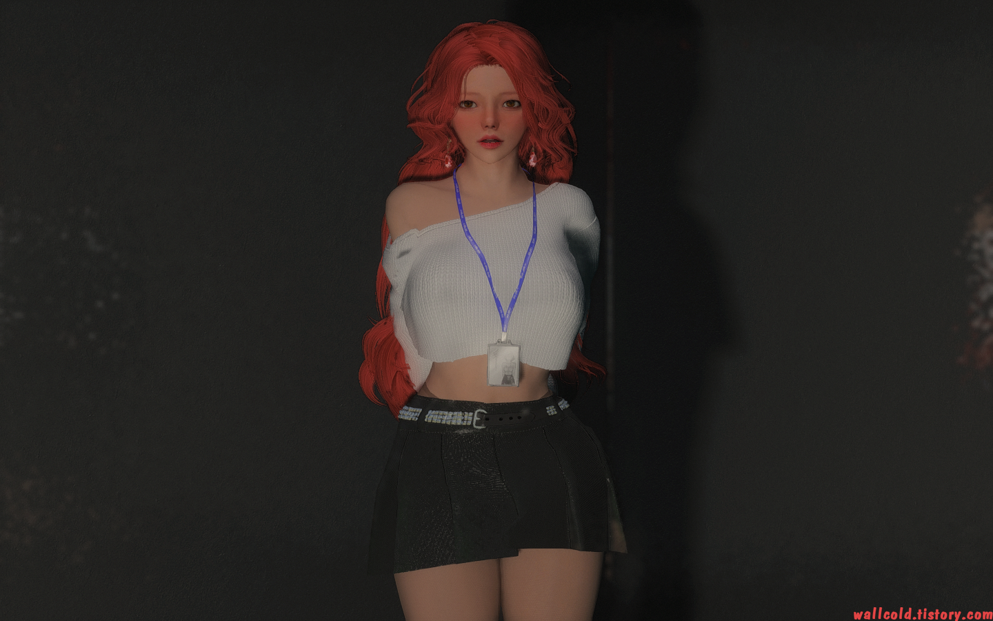 스카이림 의상 - 오피스걸 의상 modern set outfit skyrim mod 001