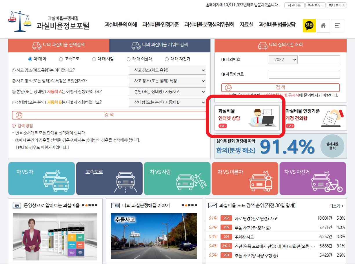 과실비율 인터넷 상담