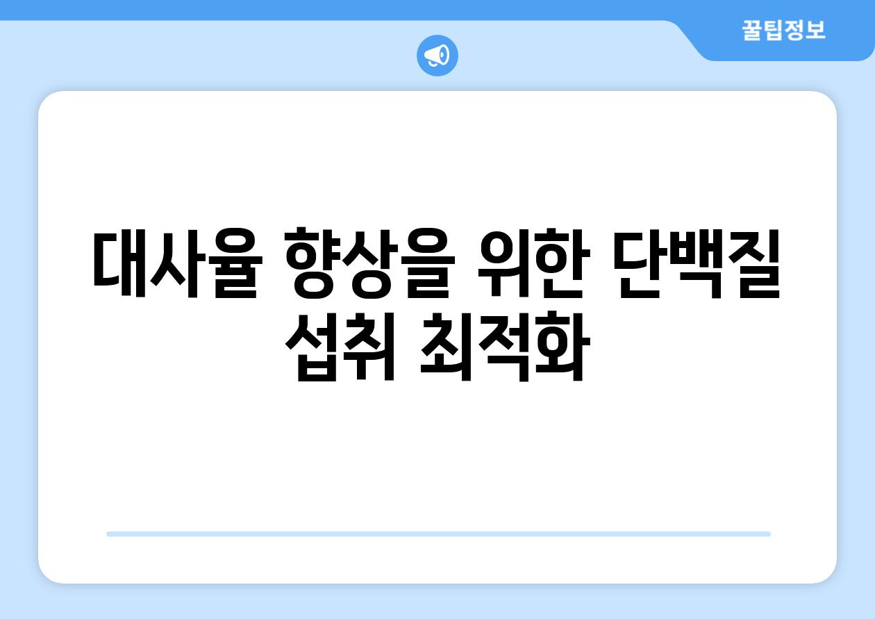 대사율 향상을 위한 단백질 섭취 최적화