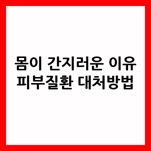 몸이 간지러운 이유 피부질환 대처방법