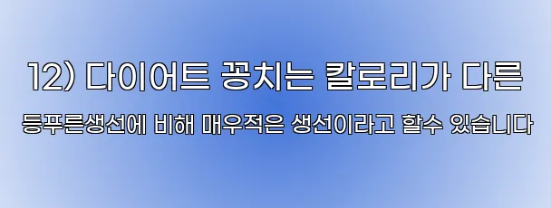  12) 다이어트 꽁치는 칼로리가 다른 등푸른생선에 비해 매우적은 생선이라고 할수 있습니다