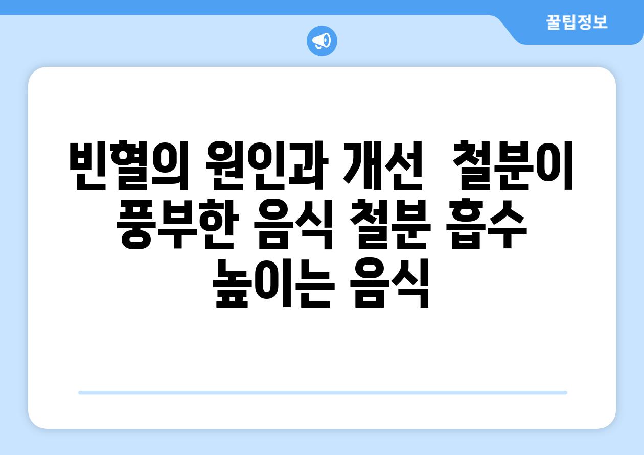 빈혈의 원인과 개선  철분이 풍부한 음식 철분 흡수 높이는 음식