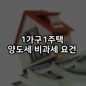  1가구1주택 양도세 비과세 요건&거주 자격