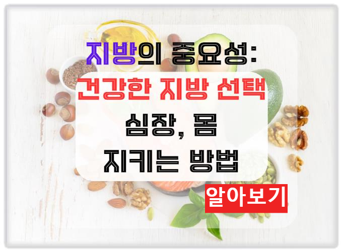 지방의 중요성: 건강한 지방 선택으로 심장과 몸을 지키는 방법