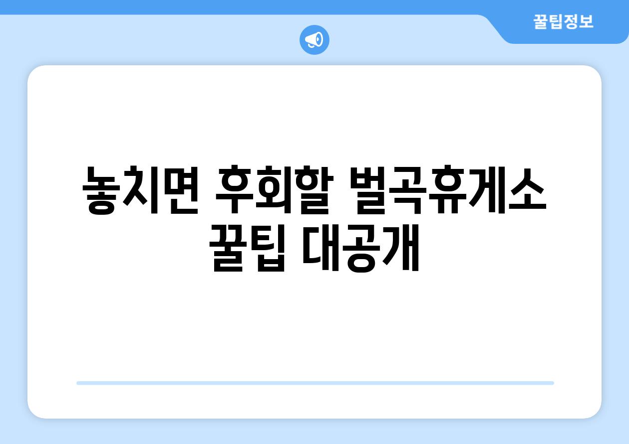 놓치면 후회할 벌곡휴게소 꿀팁 대공개