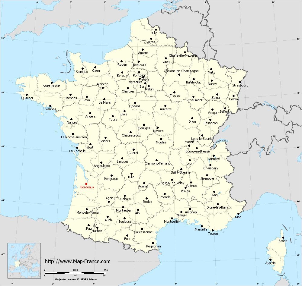 프랑스 지도 보르도 위치