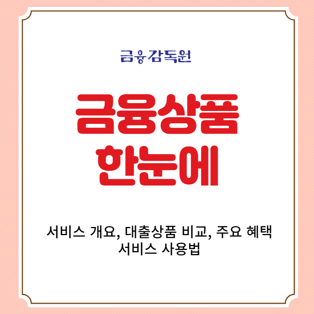 금융상품 한눈에 서비스 개요, 대출상품 비교, 주요 혜택, 서비스 사용법