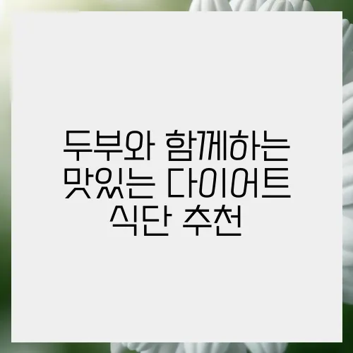 두부와 함께하는 맛있는 다이어트 식단 추천