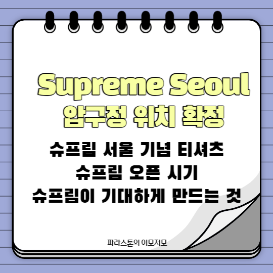 supreme seoul 압구정 위치 확정&#44; 슈프림 서울 기념 티셔츠&#44; 오픈시기&#44; 기대하게 만드는 것