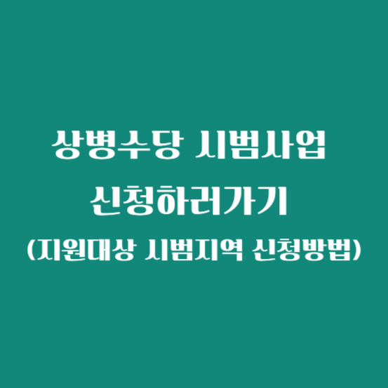 상병수당 시범사업 신청하러가기 (지원대상 시범지역 신청방법)2024