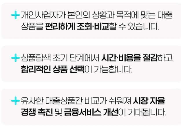 개인사업자 대출상품 비교 서비스의 기대 효과