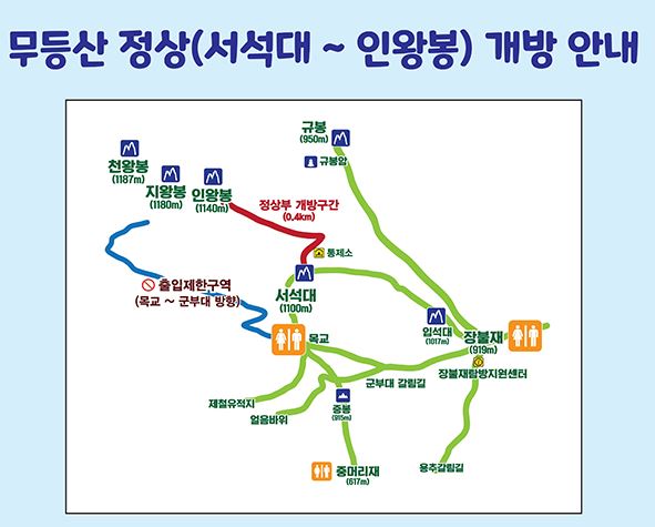 무등산 인왕봉 정상 개방식 9월 23일, 개방 구간 등산 탐방 코스 정보