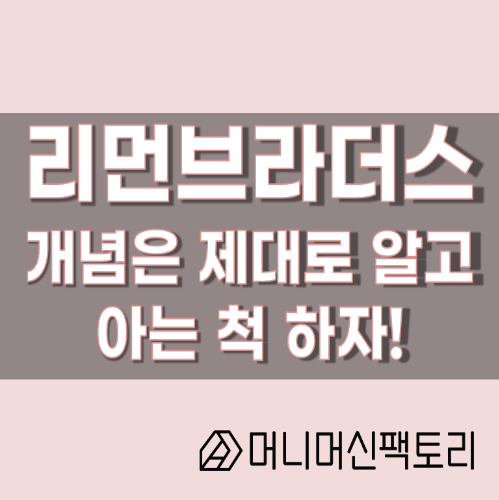  리먼브라더스 사태, 개념은 제대로 알고 아는척 하자!
