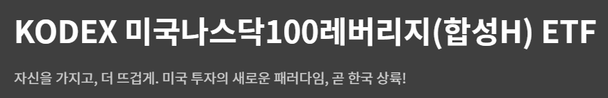 KODEX 미국나스닥100레버리지 합성(H) 소개 배너
