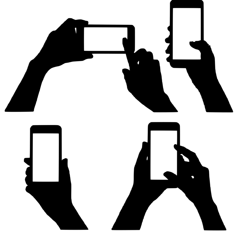 모바일 스트리밍을 위해 여러 개의 모바일 스마트폰을 이용하여 어플리케이션을 실행한 것을 묘사한 사진