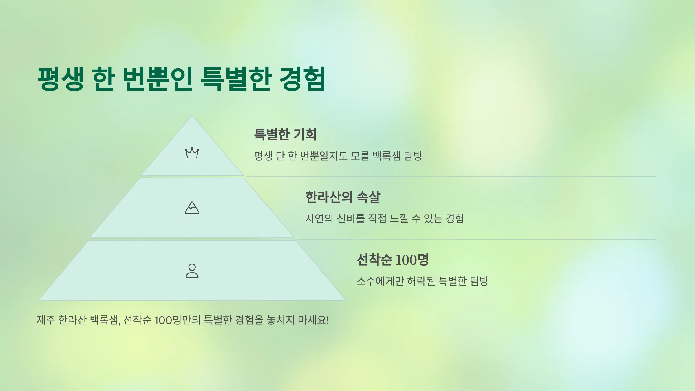 백록샘 탐방, 평생 한 번뿐인 특별한 경험