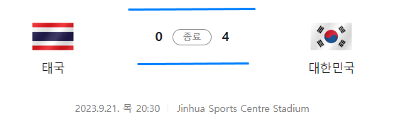 항저우아시안축구 한국태국