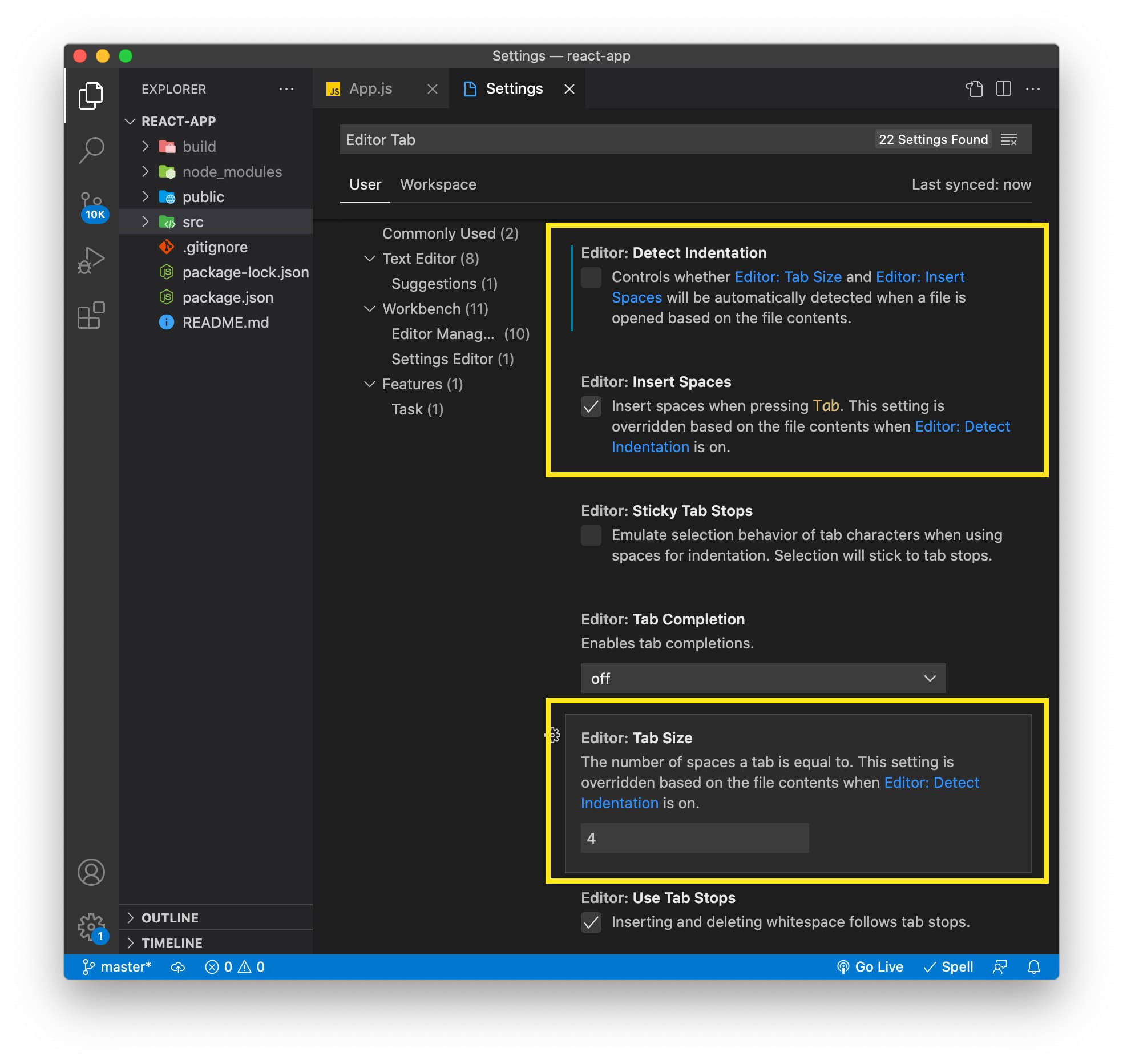 vscode-탭-간격-설정-변경