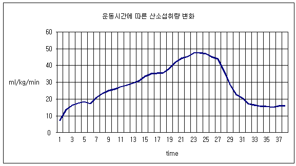 운동시간별 최대산소섭취량