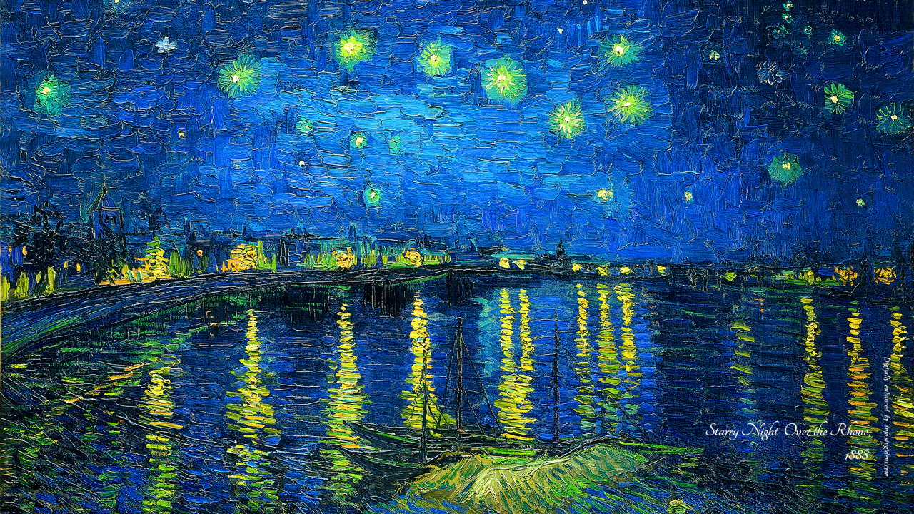 11 론강의 별이 빛나는 밤에 C - Vincent van Gogh 빈센트 반 고흐 배경화면