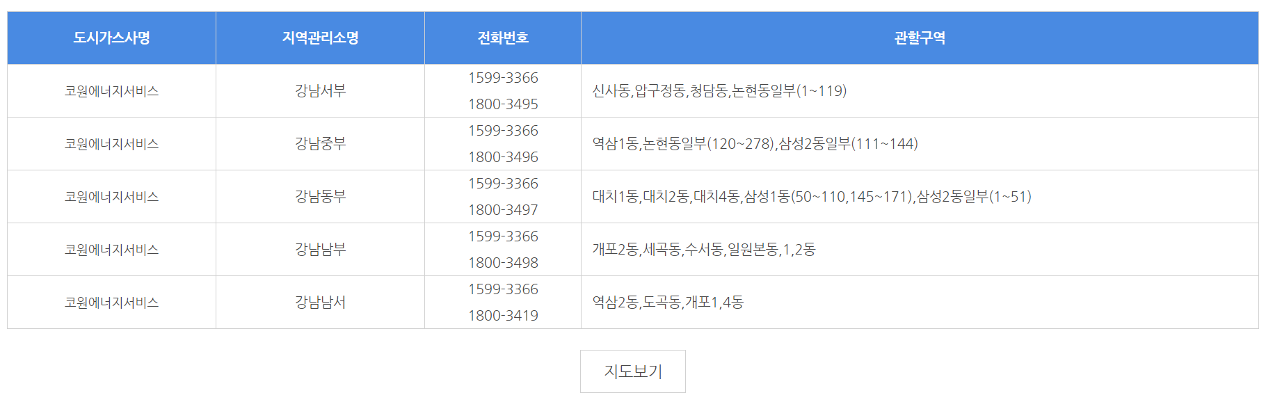 도시가스 고객센터 조회