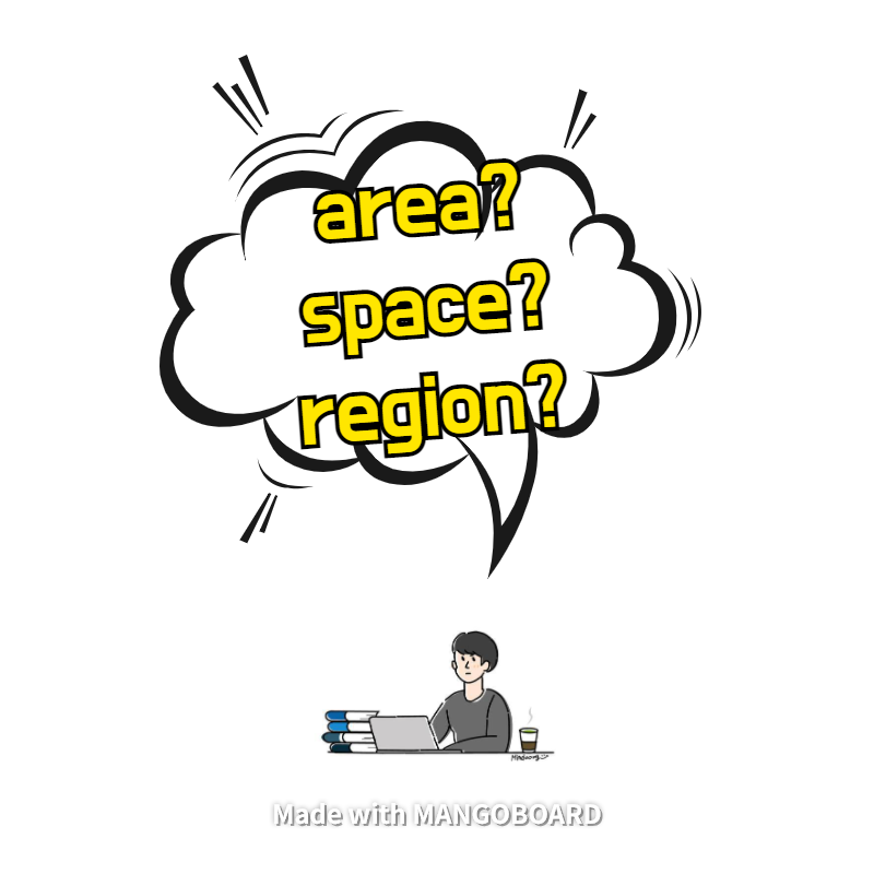  area, space, region 간단한 차이
