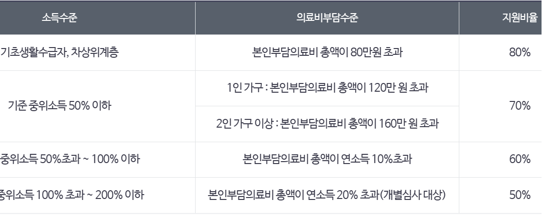 재난적 의료비 지원 사업
