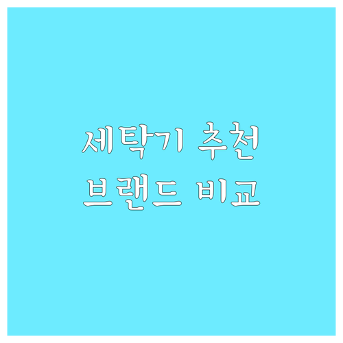 가정용 세탁기 추천 브랜드별 특징 비